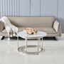 Coffee tables - ROUND WHITE MARBLE COFFEE TABLE - PULL-OUT - EURODESIGN FRANCE