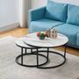 Coffee tables - ROUND WHITE MARBLE COFFEE TABLE - PULL-OUT - EURODESIGN FRANCE