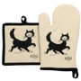 Maniques - Gant de cuisine + Manique Dubout Chat Balade Beige 18 x 28 - MAISON VIVARAISE - SDE VIVARAISE WINKLER