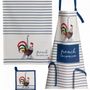 Aprons - Recycled Kitchen Apron French Cocorico Écru/Bleu 85 X 72 - MAISON VIVARAISE - SDE VIVARAISE WINKLER