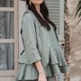 Prêt-à-porter - Ruffle dream linen shirt, camo green - BYPIAS