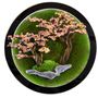 Autres décorations murales - Tableau Sakura circulaire illuminé - Tableau décoratif de fleurs artificielles fait main - OMNIA CONCEPT