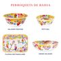 Assiettes de réception - Vaisselle mélamine collection Perroquets de Bahia - LES JARDINS DE LA COMTESSE