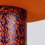 Lampadaires - Orange & Blue Pillar Lamp with Cotton Lampshade - STORIES OF ITALY
