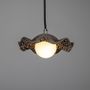 Hanging lights - Rivale Pendant Light with Wavy Ceramic Shade, Black Clay - MULLAN LIGHTING