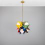 Suspensions - Lustre Art déco multicolore Bisbee avec globes en verre opale, à six lumières - MULLAN LIGHTING