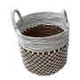 Baskets - Natural Abaca, Raffia and White Macrame Basket (Bali) - PARMS3 - BALINAISA
