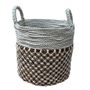Baskets - Natural Abaca, Raffia and White Macrame Basket (Bali) - PARMS3 - BALINAISA