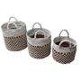 Baskets - Natural Abaca, Raffia and White Macrame Basket (Bali) - PARMS3 - BALINAISA