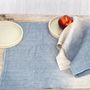 Linge de table textile - Napperon et serviette en lin beige et bleu - ATELIER 99