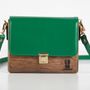 Bags and totes - Lauwood Francisco Handbag - walnut wood and green colour leather - LAUWOOD