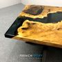 Dining Tables - Square dining table in oak and transparent black resin - FRENCH EPOXY