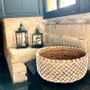 Caskets and boxes - Set of 3 baskets in Mendong and white macrame (Bali) - CTMSNB - BALINAISA