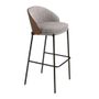 Chaises - Tabouret en tissu gris et noyer - ANGEL CERDÁ