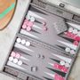 Prêt-à-porter - Backgammon Gris - Cuir Vegan Autruche - Large - VIDO LUXURY BOARD GAMES