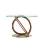 Console table - Tempered glass and walnut oval console table - ANGEL CERDÁ
