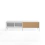 TV stands - TV stand in white wood, oak and white steel - ANGEL CERDÁ