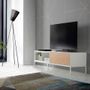 TV stands - TV stand in white wood, oak and white steel - ANGEL CERDÁ