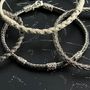 Bracelets - BRACELET DOUBLE TRESSE FINE + 3 NOEUDS COULANTS - ARGENT ET ARGENT OXYDÉ - FAIT MAIN - HOMME&FEMME - KARAWAN AUTHENTIC