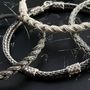 Bracelets - BRACELET DOUBLE TRESSE FINE + 3 NOEUDS COULANTS - ARGENT ET ARGENT OXYDÉ - FAIT MAIN - HOMME&FEMME - KARAWAN AUTHENTIC