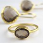 Jewelry - GOLD-PLATED RING\" DROP\” SMOKY QUARTZ - KARAWAN AUTHENTIC