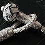 Bracelets - BRACELET 5 NOEUDS BLANCS - ARGENT ET ARGENT OXYDÉ - FAIT MAIN - HOMME & FEMME - KARAWAN AUTHENTIC
