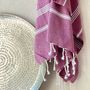 Serviettes de bain - FOUTA EN COTON BIOLOGIQUE - Collection HAMMAM - Couleur BORDEAUX - KARAWAN AUTHENTIC