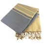 Serviettes de bain - FOUTA EN COTON BIOLOGIQUE - Collection SAND- Couleur SABLE & BLEU DE CHINE - KARAWAN AUTHENTIC