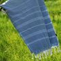 Bath towels - ORGANIC COTTON FOUTA - HAMMAM Collection - Color WHITE & CLOUD - KARAWAN AUTHENTIC