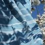 Bath towels - ORGANIC COTTON FOUTA - HAMMAM Collection - Color WHITE & OCEAN - KARAWAN AUTHENTIC