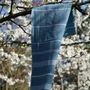 Bath towels - ORGANIC COTTON FOUTA - HAMMAM Collection - Color WHITE & OCEAN - KARAWAN AUTHENTIC