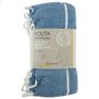 Bath towels - ORGANIC COTTON FOUTA - HAMMAM Collection - Color WHITE & OCEAN - KARAWAN AUTHENTIC