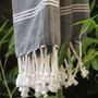 Bath towels - ORGANIC COTTON FOUTA - HAMMAM Collection - Color WHITE & ANTHRACITE - KARAWAN AUTHENTIC