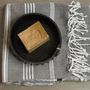 Bath towels - ORGANIC COTTON FOUTA - HAMMAM Collection - Color WHITE & ANTHRACITE - KARAWAN AUTHENTIC