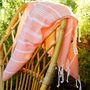 Serviettes de bain - FOUTA EN COTON BIOLOGIQUE - Collection HAMMAM- Couleur BLANC & CORAIL - KARAWAN AUTHENTIC