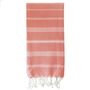 Serviettes de bain - FOUTA EN COTON BIOLOGIQUE - Collection HAMMAM- Couleur BLANC & CORAIL - KARAWAN AUTHENTIC