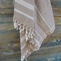 Bath towels - ORGANIC COTTON TOWEL - HAMMAM Collection - Color WHITE & TAUPE - KARAWAN AUTHENTIC