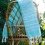 Bath towels - ORGANIC COTTON FOUTA - HAMMAM COLLECTION - WHITE & MINT COLOR - KARAWAN AUTHENTIC