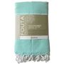 Bath towels - ORGANIC COTTON FOUTA - HAMMAM COLLECTION - WHITE & MINT COLOR - KARAWAN AUTHENTIC