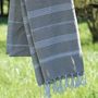 Bath towels - ORGANIC COTTON TOWEL - HAMMAM Collection - Color WHITE & TAUPE - KARAWAN AUTHENTIC