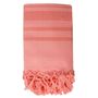 Serviettes de bain - FOUTA TISSÉE EN COTON BIOLOGIQUE - COLLECTION GARDEN - COULEUR CORAL - KARAWAN AUTHENTIC