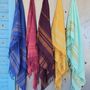 Bath towels - FOUTA WOVEN IN ORGANIC COTTON - GARDEN COLLECTION - FUCHSIA COLOR - KARAWAN AUTHENTIC