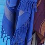 Serviettes de bain - FOUTA TISSÉE EN COTON BIOLOGIQUE - COLLECTION GARDEN - COULEUR BLUEBERRY - KARAWAN AUTHENTIC