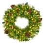 Autres décorations de Noël - 100 LED LIT PINE/PINEC.WREATH GRN 76CM 160tps - GOODWILL M&G