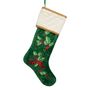 Autres décorations de Noël - SEQ.HOLLY STOCKING GRN/RD/CRM 45CM - GOODWILL M&G