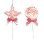 Ornaments - BEAD.LOLLIPOP W/BOW ORN ASS/2 PNK/RD 13CM - GOODWILL M&G