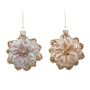 Autres décorations de Noël - GLSS SEQ.FLOWER ORN ASS/2 BLU/PNK/GLD 12CM - GOODWILL M&G