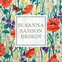 Textile and surface design - Vintage hand painted watercolour Summer meadow with Butterfly - SUSANNA SAMSON  DESIGN