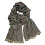 Throw blankets - Wool silk maxi scarf - kinetic - camel black - SOPHIE GUYOT SILKS