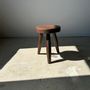 Stools - Small brown solid wood stool with circular seat - OFFICE OBJETS
